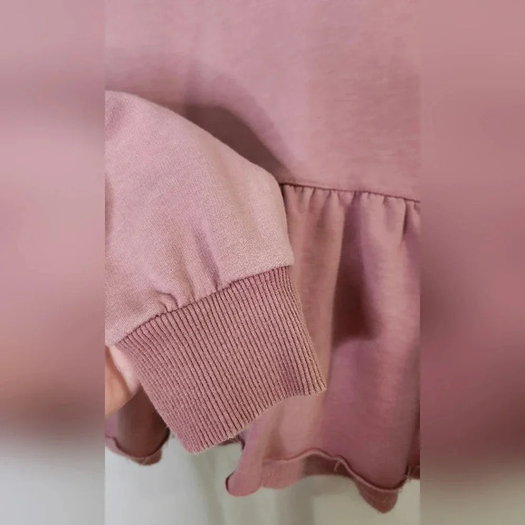 Don't Ask Why Womens Cropped Ruffle Sweatshirt Top One Size Muted Rose Pink - Picture 8 of 8